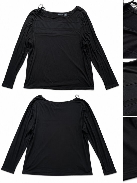 Tahari Tops - Tahari Black Long Sleeve Blouse Top Size XL Elegant Stretch Lightweight